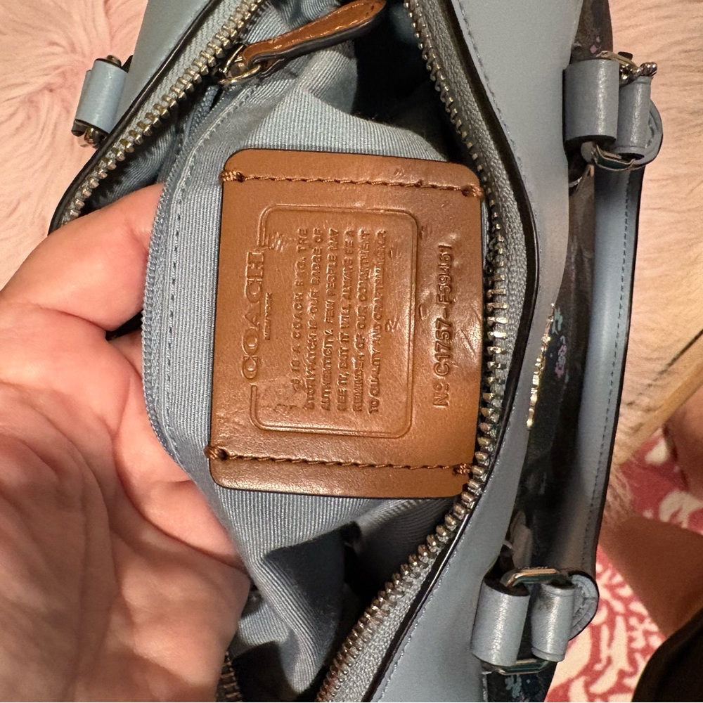 Coach Floral Signature Satchel in Light Blue - Picture 9 of 11